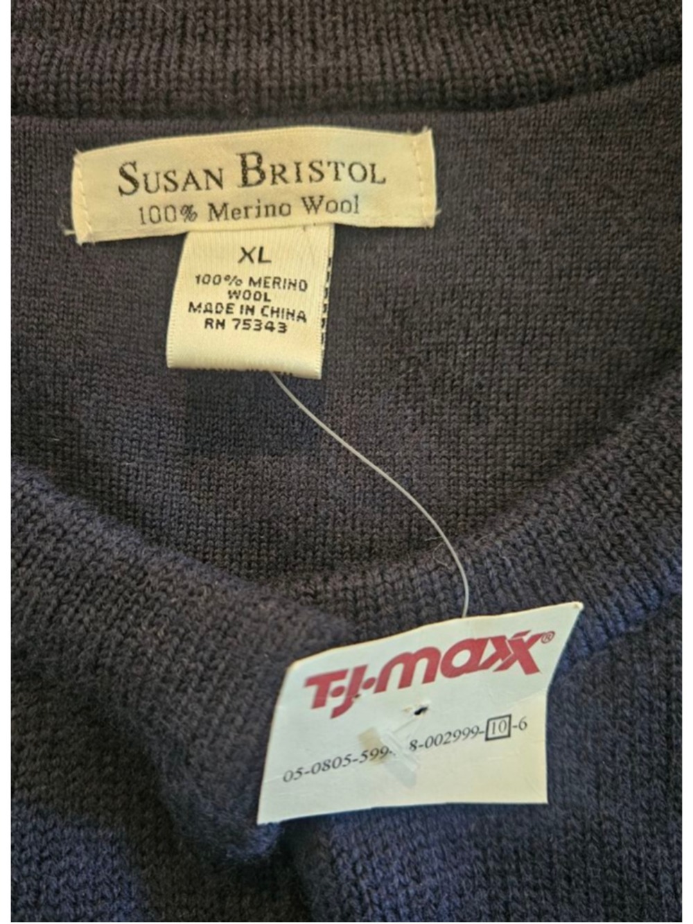 Women's Susan Bristol NWT Navy Merino Wool Cardigan XL - Picture 3 of 11